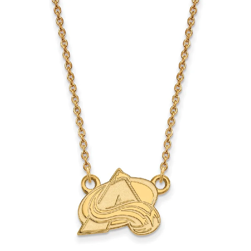 Gold Necklace with Charm for Fashion-14k Yellow Gold NHL Colorado Avalanche Small Necklace, 18 Inch