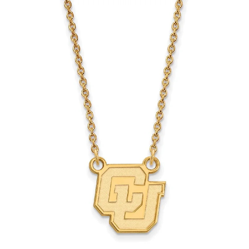 Luxury Gold Necklace for Weddings-14k Gold Plated Silver U of Colorado Small Pendant Necklace