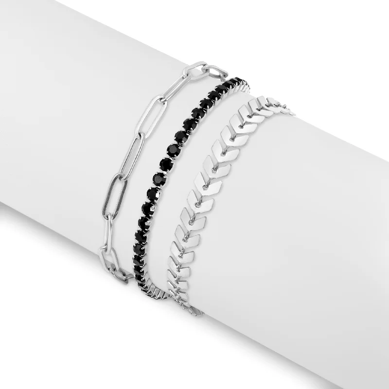 Dainty Bracelet for Minimalist Look-25 pc Stainless Steel Women's Layered Bracelet Set / BND0021