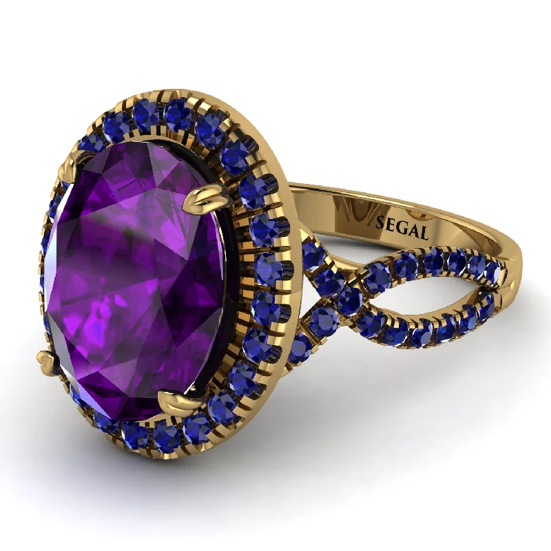 Elegant Rose Gold Ring-Glamorous Oval Amethyst Ring - Jordyn No. 313