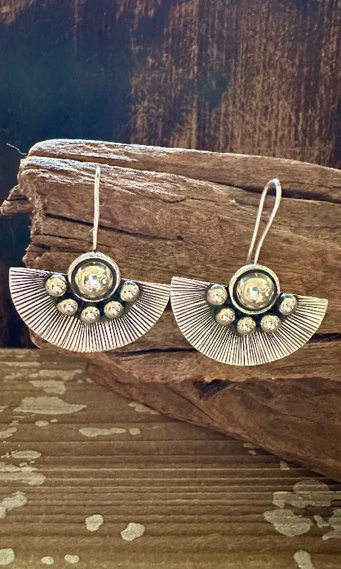 Golden Earrings for Night Events-I'M A FAN Sterling Silver Statement Earrings