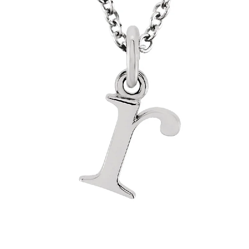 Beautiful Gold Necklace for Gifts-The Abbey Lower Case Initial 'r' Necklace in 14k White Gold, 16 Inch