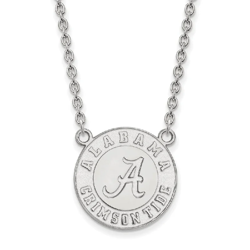 Simple Gold Chain Necklace for Women-10k White Gold U of Alabama Large Disc Pendant Necklace