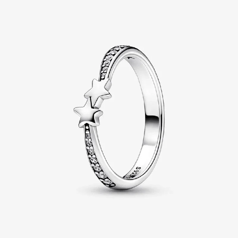 Custom Silver Ring for Special Gifts-PANDORA : Shooting Stars Sparkling Ring