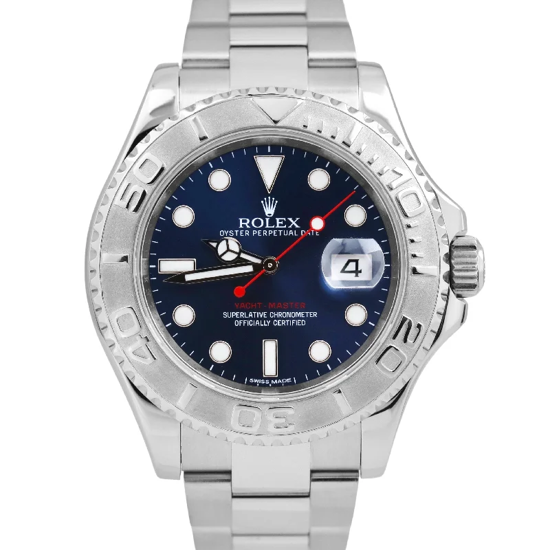 Luxury Watches with Black Dial for Sophisticated Style-Rolex Yacht-Master Platinum BLUE 40mm Stainless Steel Oyster Date Watch 116622