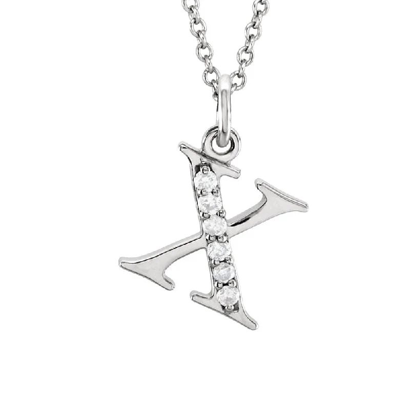 Layered Silver Necklace for Trendy Look-The Abbey 14k White Gold Diamond Lower Case Initial 'x' Necklace 16 In