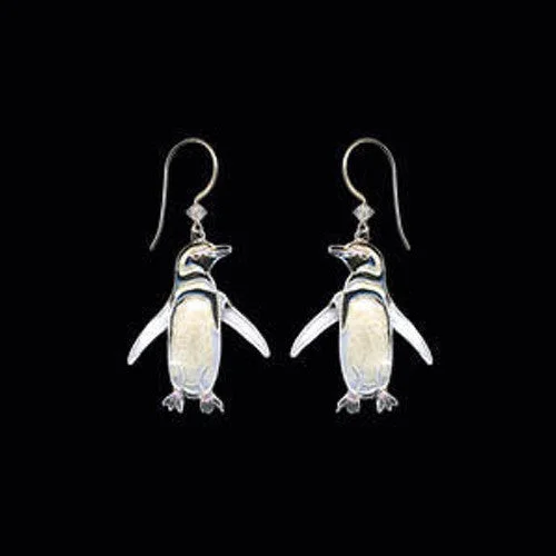 Silver Earrings for Women with Sensitive Skin-Magellanic Penguin Cloisonne Wire Earrings