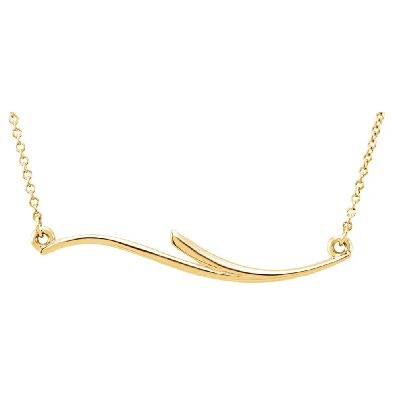 Long Chain Necklace for Layering-Freeform Bar Necklace in 14k Yellow Gold, 17.5 Inch