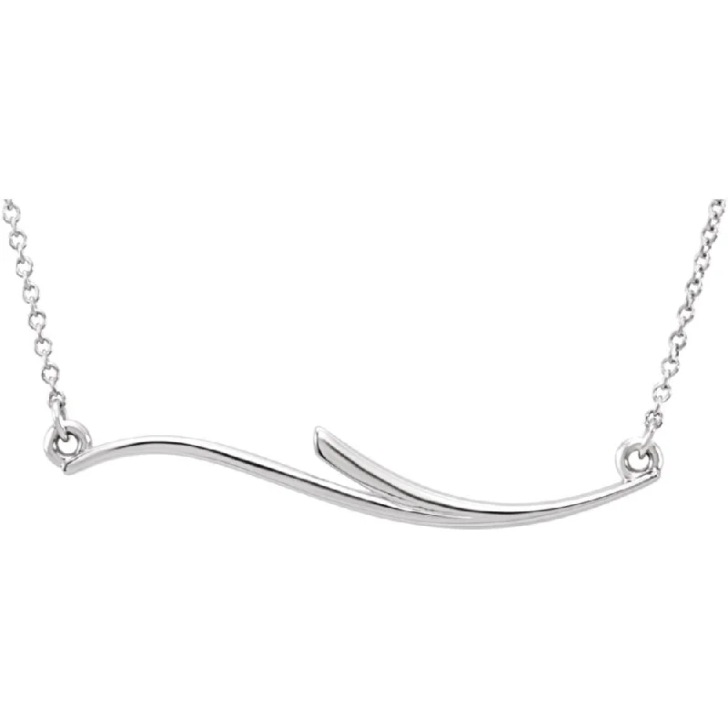 Diamond Necklace for Wedding-Freeform Bar Necklace in 14k White Gold, 17.5 Inch