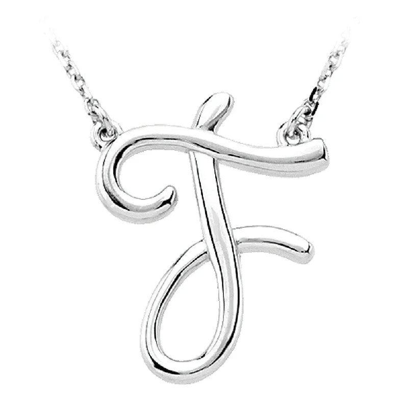 Adjustable Necklace for Comfortable Wear-Sterling Silver, Olivia Collection, Medium Script Initial F Necklace