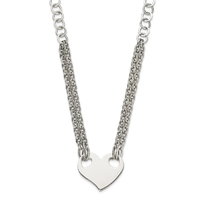 Luxury Chain Necklace for Women-Stainless Steel Engravable Polished Heart Necklace - 20 Inch