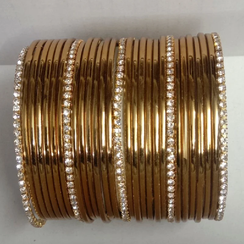 Elegant Bridal Bangles for Weddings-Shree Asha Bangles Gold Plated Austrian Stone Bangles Set - D no.1877