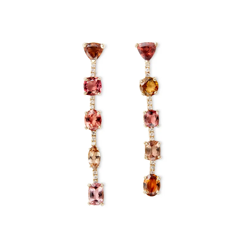 Butterfly Earrings for Girls-PINK TOURMALINE DIAMOND TWIGGY EARRINGS