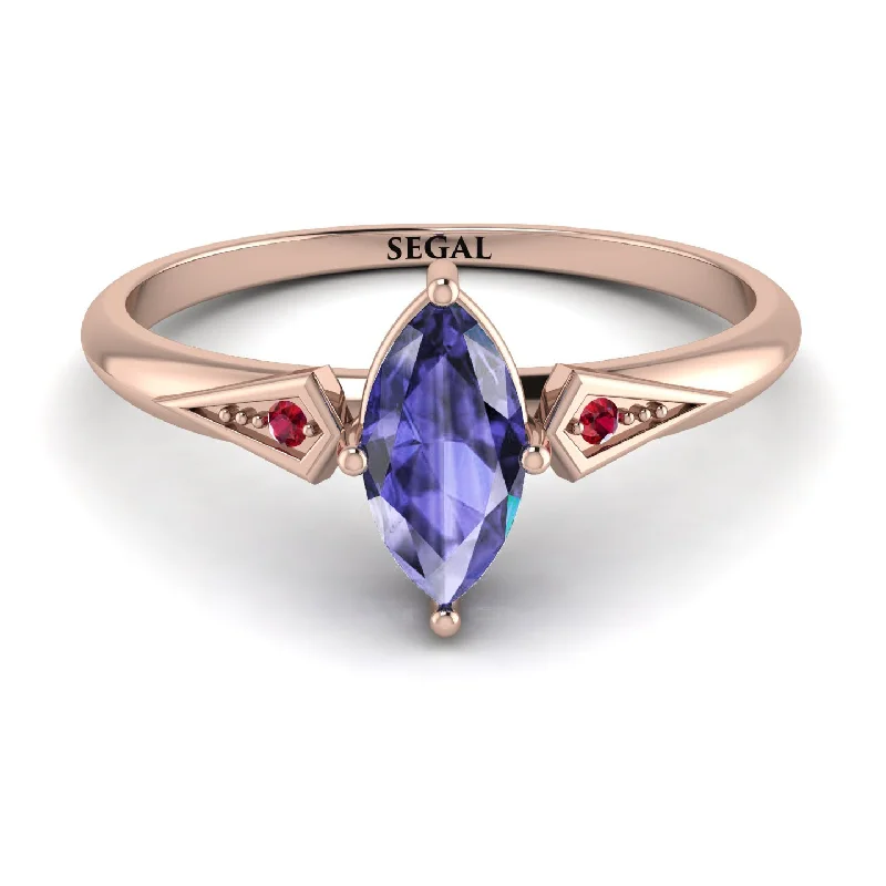 Beautiful Gemstone Engagement Ring-Marquise Tanzanite Geometrical Engagement Ring - Reese No. 211