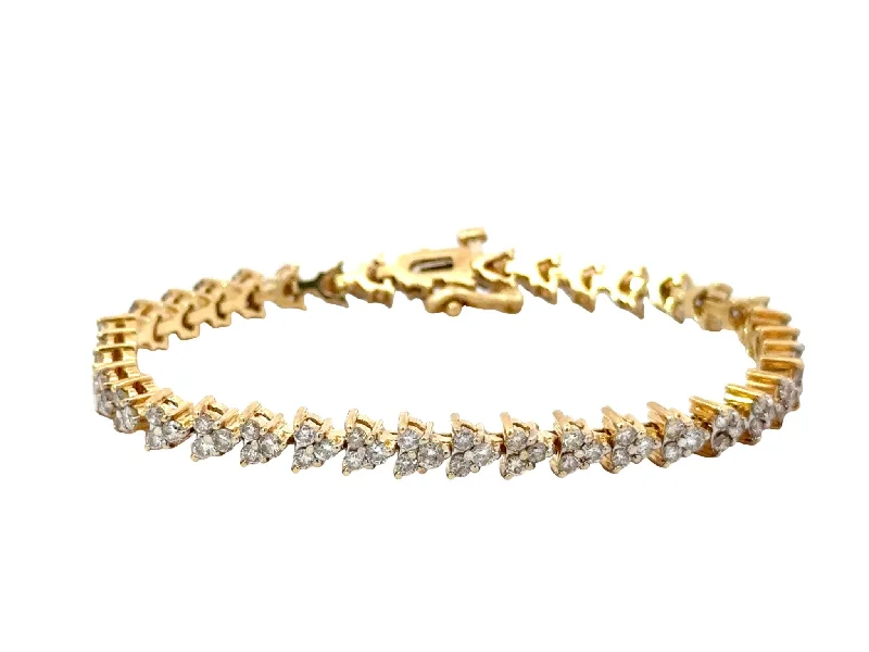 Classic Sterling Silver Bracelet for Women-14k Yellow Gold Diamond Triangle Tennis Bracelet