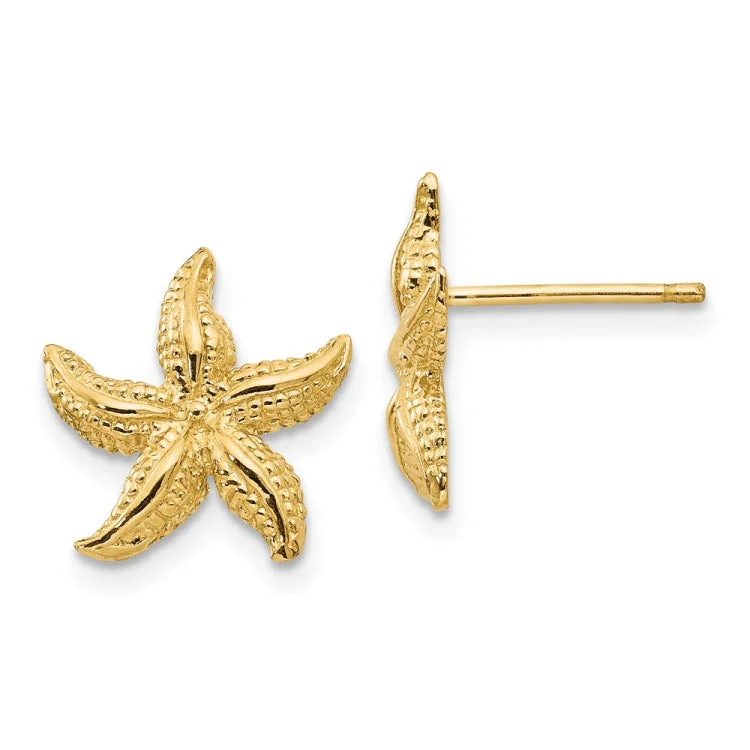 Large Hoop Earrings for Women-14k Starfish Earrings