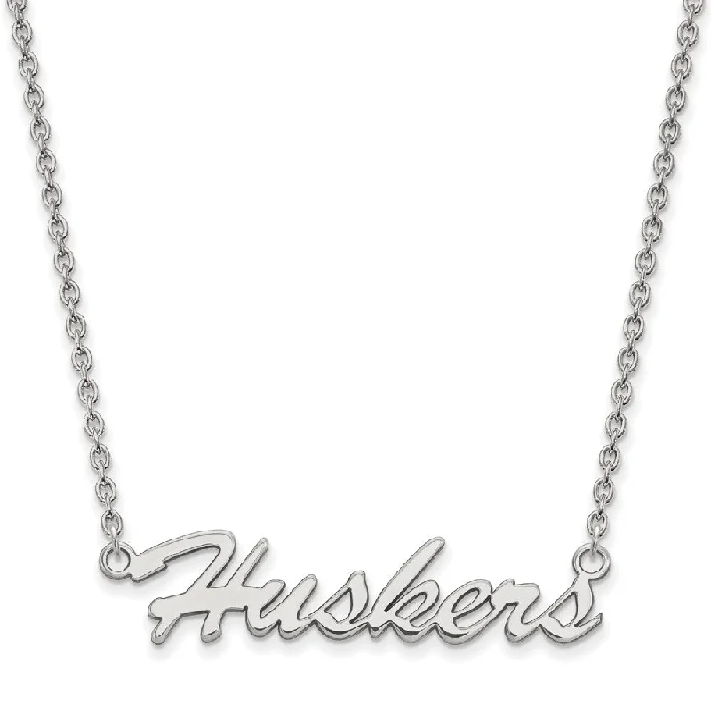 Dainty Chain Necklace for Elegant Look-Sterling Silver U of Nebraska Medium Pendant Necklace