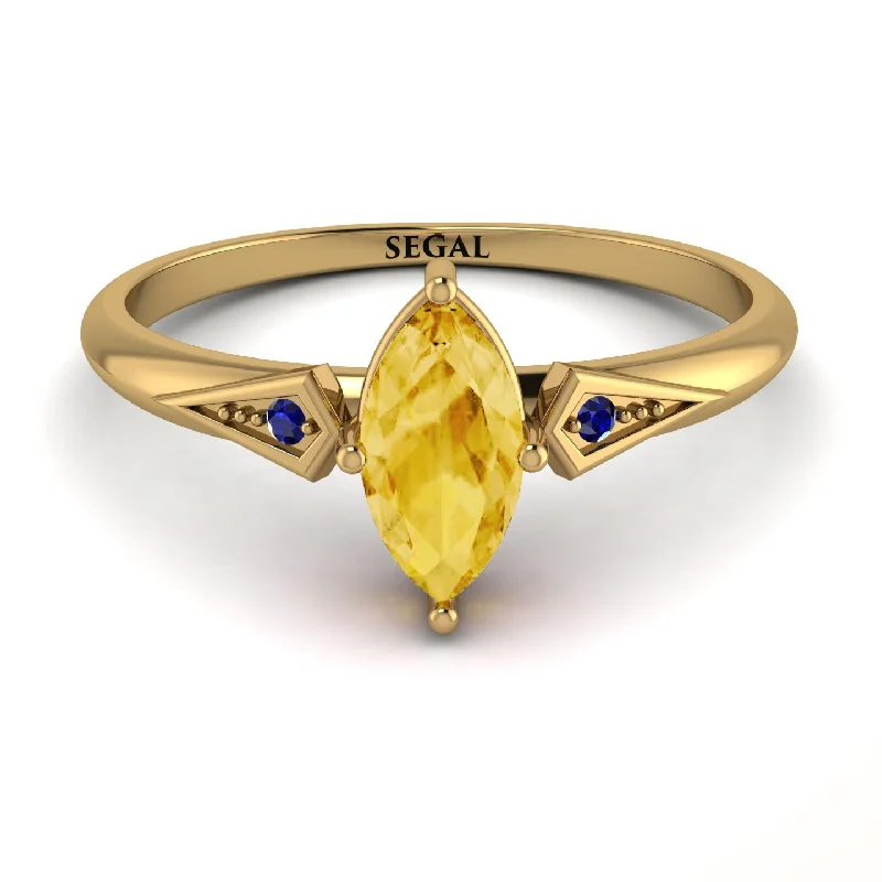 Handmade Gold Ring for Gifts-Marquise Citrine Geometrical Engagement Ring - Reese No. 613