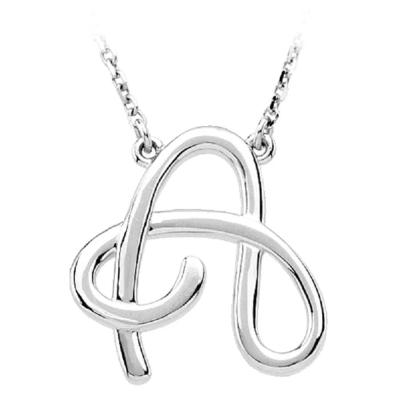 Gold Necklace with Charm for Fashion-Sterling Silver, Olivia Collection, Medium Script Initial A Necklace