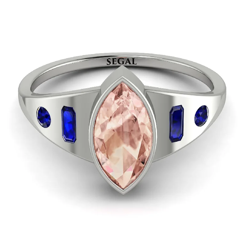 Custom Name Ring for Personal Touch-Marquise Bezel Morganite Ring - Juliana No. 915