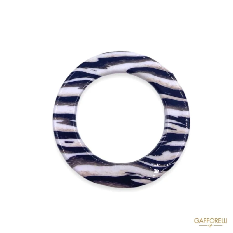 Customizable Gemstone Ring for Women-Round Polyester Ring with Zebra Print D301 A- Gafforelli Srl