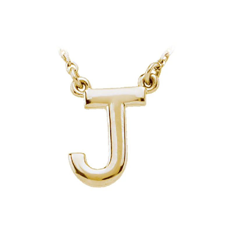 Classic Silver Necklace for Everyday Wear-14K Yellow Gold, Kendall Collection, Block Initial J Necklace, 16 Inch