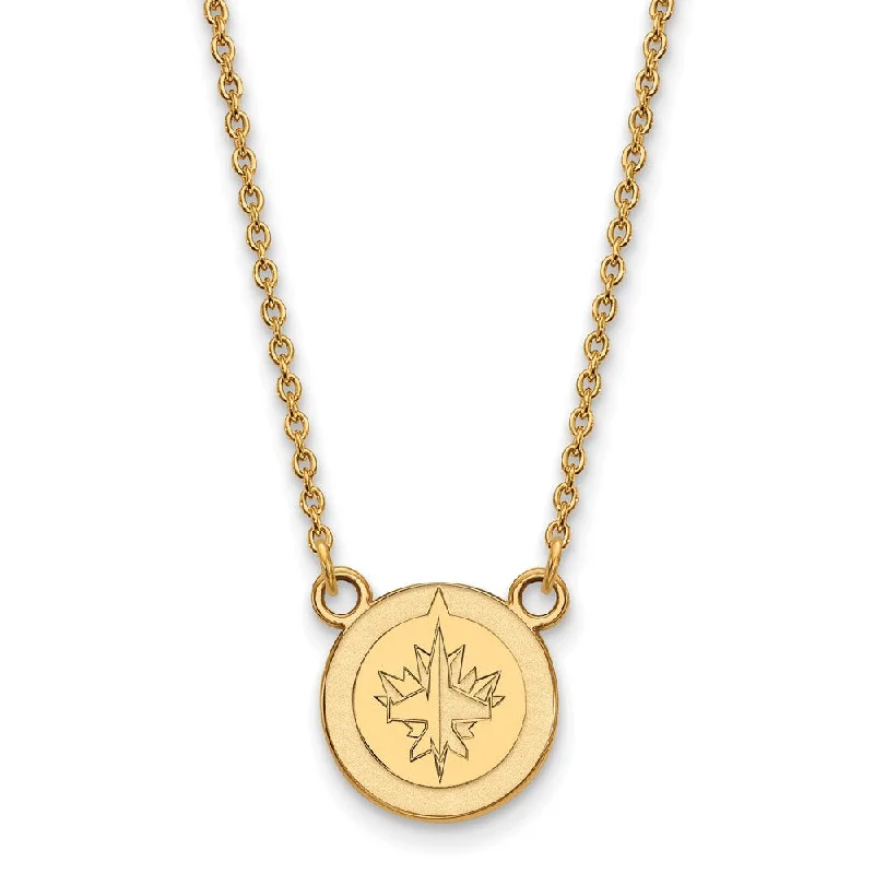 Gold and Silver Necklace for Casual Looks-SS 14k Yellow Gold Plated NHL Winnipeg Jets SM Necklace, 18 Inch