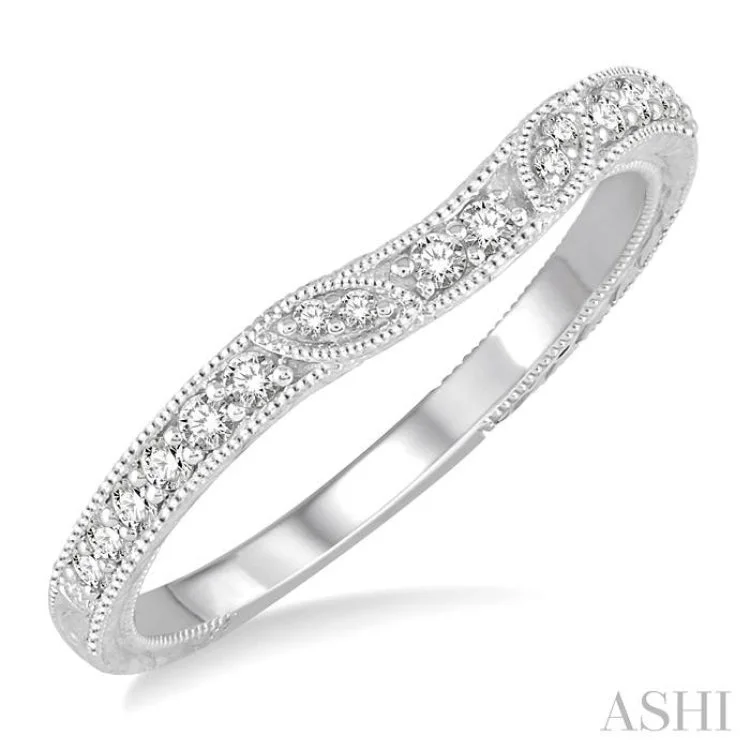 Personalized Couples Ring-1/6 Ctw Round Cut Diamond Wedding Band in 14K White Gold