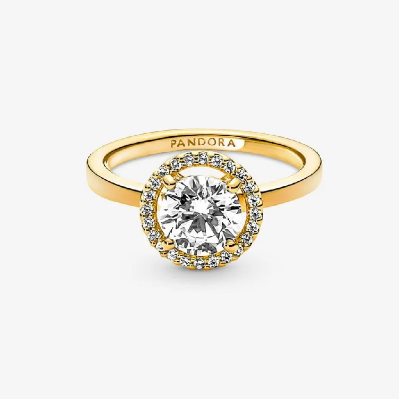 Wedding Ring Set with Diamonds-PANDORA : Sparkling Round Halo Ring