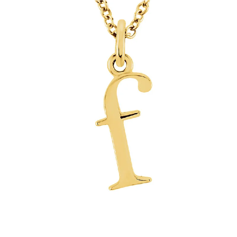 Rainbow Necklace for Festivals-The Abbey Lower Case Initial 'f' Necklace in 14k Yellow Gold, 16 Inch