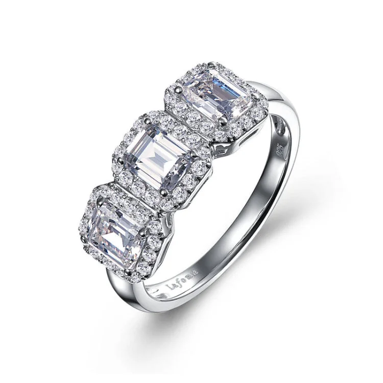 Elegant Diamond Ring for Engagement-Three-Stone Halo Engagement Ring