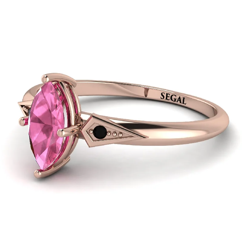 Custom Ring for Proposal-Marquise Pink Moissanite Geometrical Engagement Ring - Reese No. 808