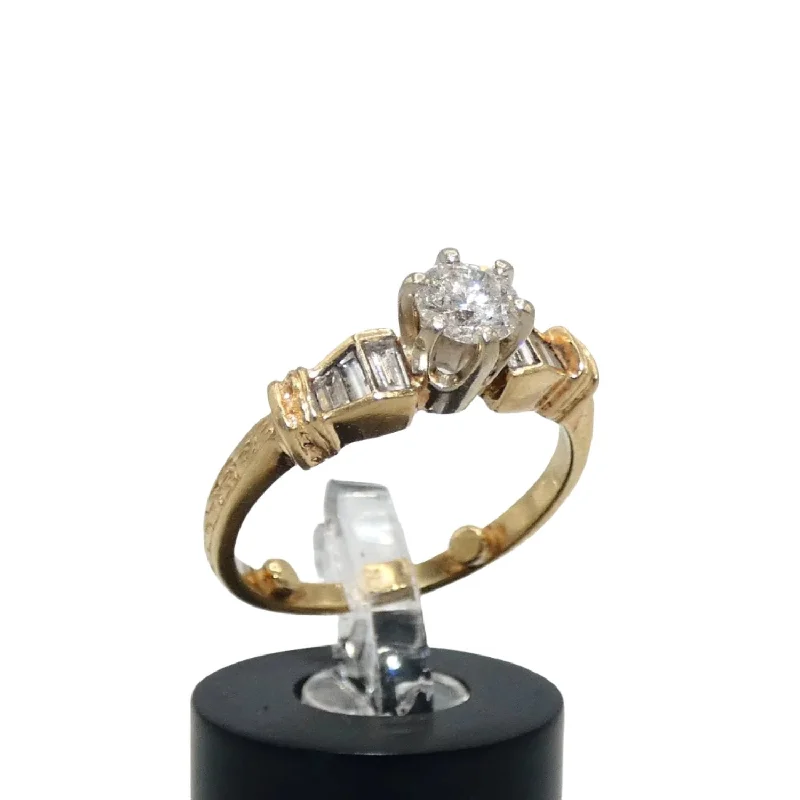 Vintage Engagement Ring for Women-14K Gold Diamond Ring