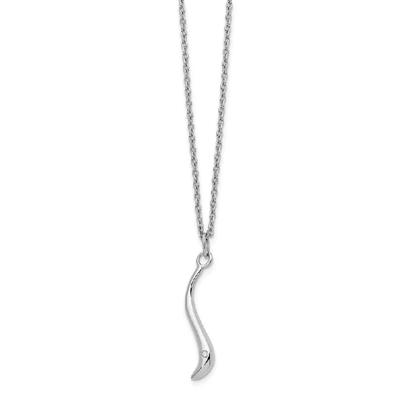 Handcrafted Silver Necklace for Gifts-Serpentine Diamond Necklace in Rhodium Plated Silver, 18-20 Inch