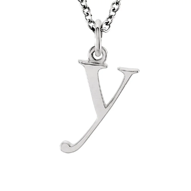 Handmade Necklace for Special Occasions-The Abbey Lower Case Initial 'y' Necklace in 14k White Gold, 16 Inch