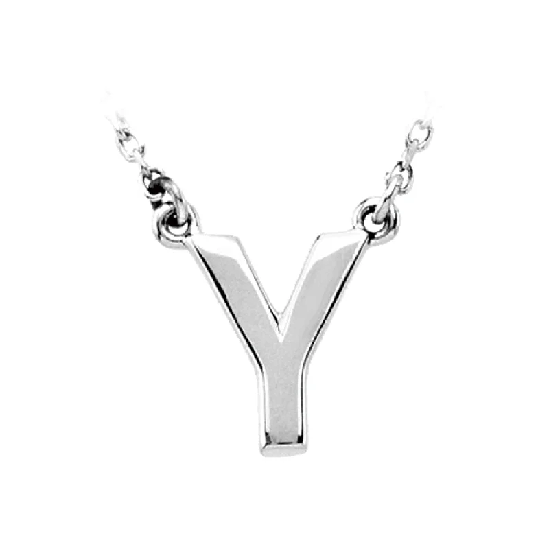 Handcrafted Necklace for Gifts-Sterling Silver, Kendall Collection, Block Initial Y Necklace, 16 Inch