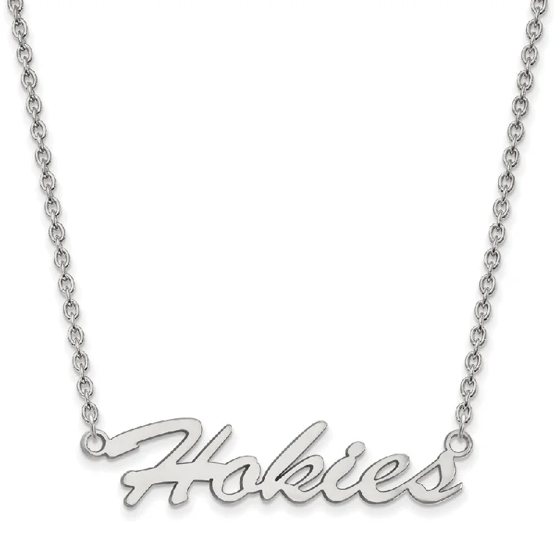 Classic Silver Necklace for Women-Sterling Silver Virginia Tech Medium Script 'Hokies' Pendant Necklace