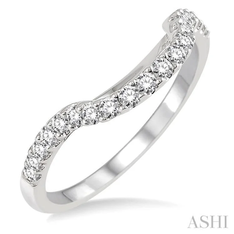 Classic Diamond Ring for Engagement-1/3 Ctw Round Cut Diamond Wedding Band in 14K White Gold