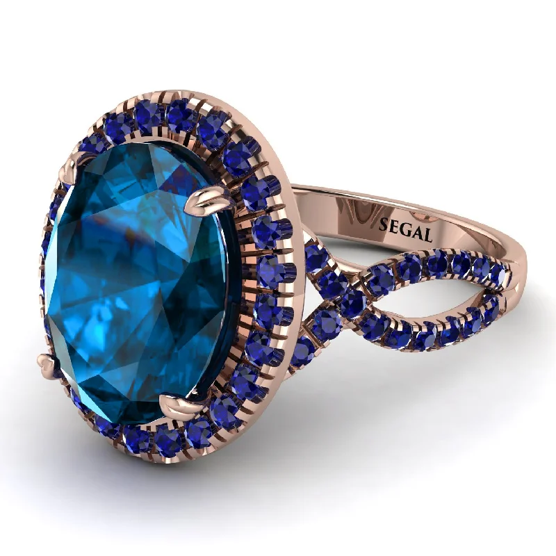 Elegant Wedding Band for Women-Glamorous Oval Blue Topaz Ring - Jordyn No. 514