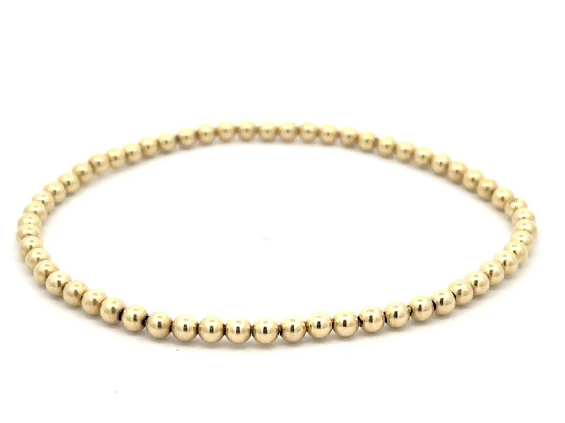 Custom Silver Bracelet with Charm for Gifts-Classic Gold 3 mm Bead Bracelet in 14K Yellow Gold