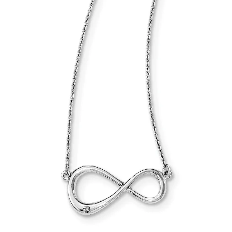 Stylish Pendant Necklace for Trendy Looks-Diamond Accent Infinity Necklace in Rhodium Plated Silver, 16 Inch