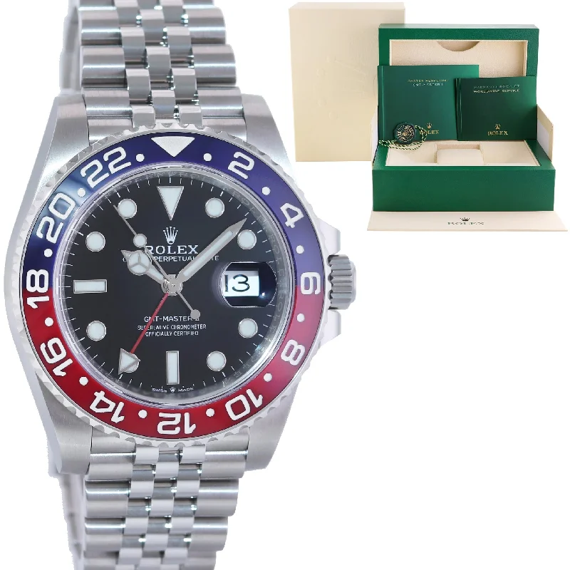 Men's Watches with Classic Leather Straps-2022 MINT Rolex GMT Master PEPSI Red Blue Jubilee Ceramic 126710 Watch Box