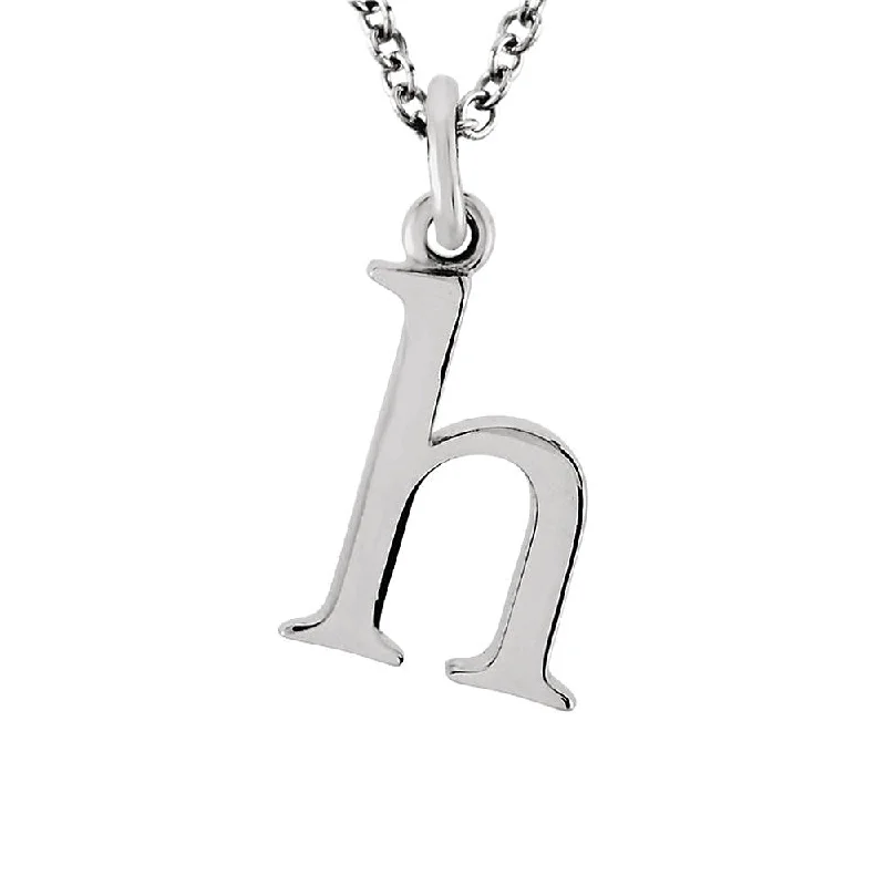 Vintage Gold Necklace for Classic Look-The Abbey Lower Case Initial 'h' Necklace in 14k White Gold, 16 Inch