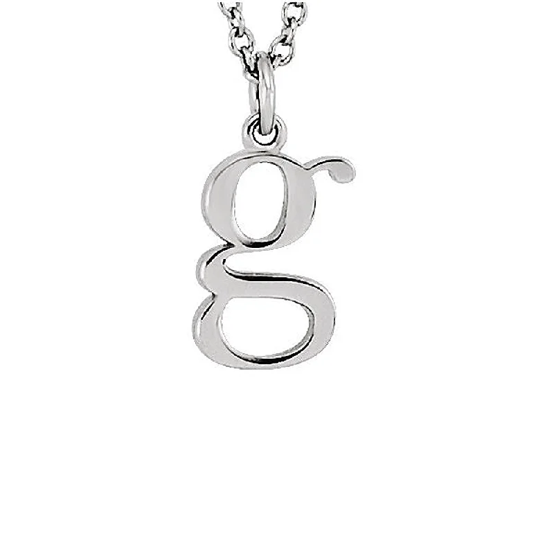 Luxury Chain Necklace for Women-The Abbey Lower Case Initial 'g' Necklace in 14k White Gold, 16 Inch