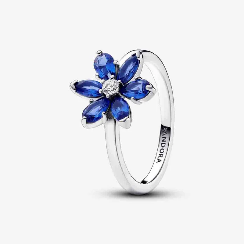 Simple Engagement Ring for Elegant Look-PANDORA : Sparkling Blue Herbarium Cluster Ring