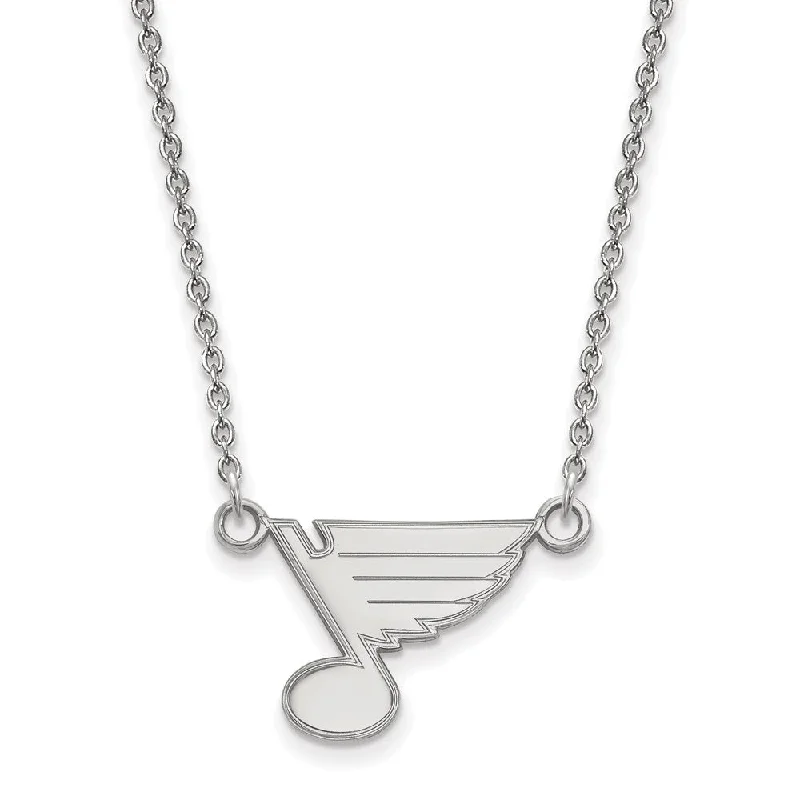 Fashionable Necklace for Young Adults-10k White Gold NHL St. Louis Blues Small Necklace, 18 Inch