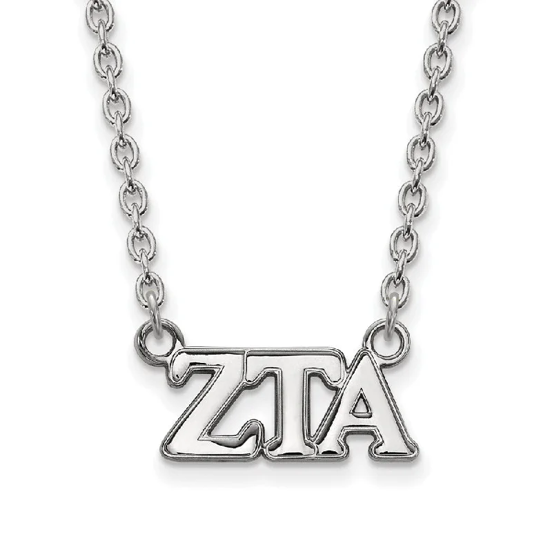 Custom Necklace with Name-Sterling Silver Zeta Tau Alpha Medium Necklace