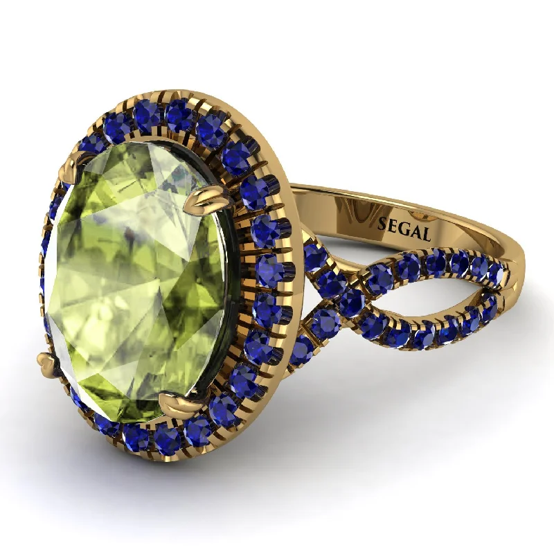 Unique Wedding Ring for Couples-Glamorous Oval Peridot Ring - Jordyn No. 813