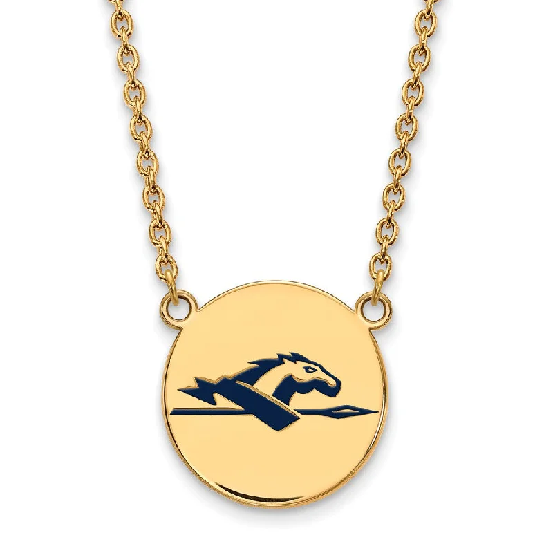 Classic Silver Necklace for Women-14k Gold Plated Silver Longwood U Large Enamel Disc Necklace