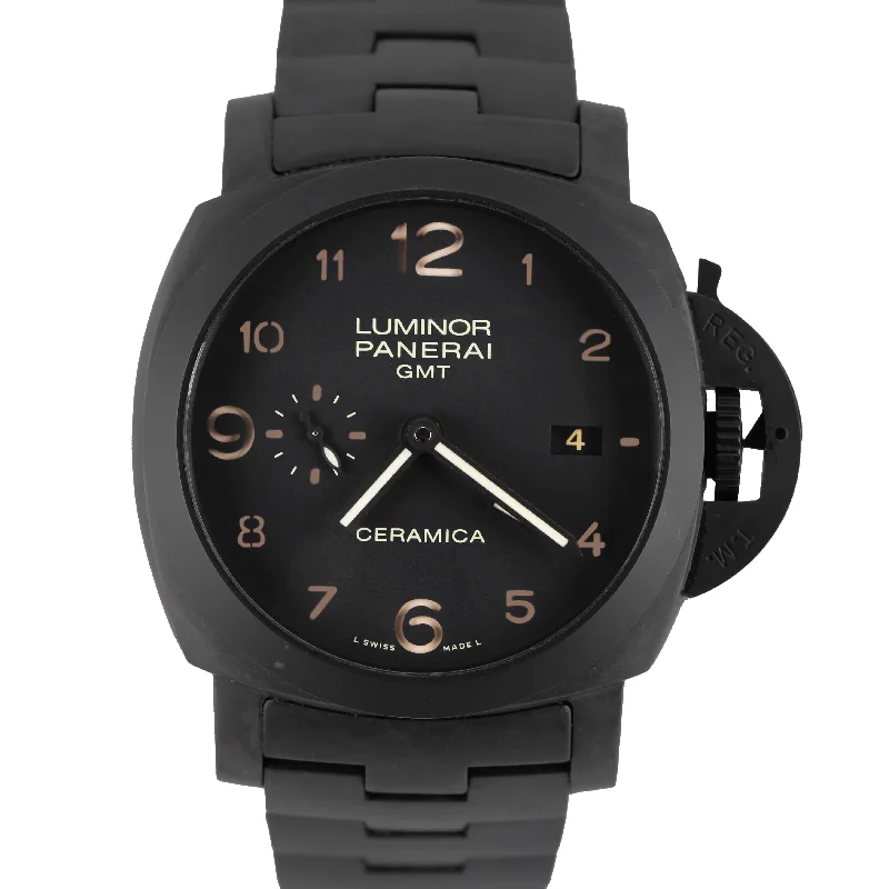 Classic Digital Watches for Men-Panerai LTD Tuttonero Luminor 1950 3 Days GMT Ceramica Black 44mm PAM00438 Watch